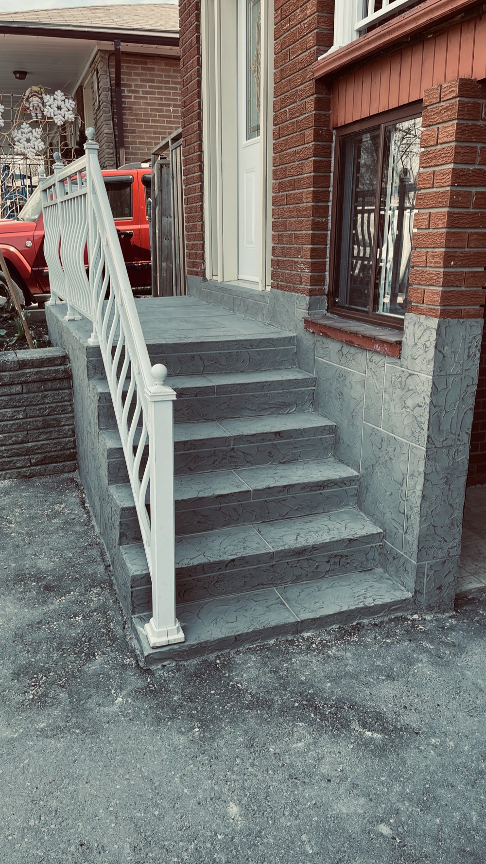 Transformed porch stairs with dark charcoal Jewelstone finish Toronto