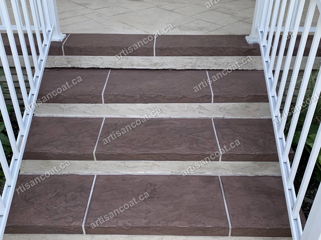 Banded decorative concrete entry steps after resurfacing GTA