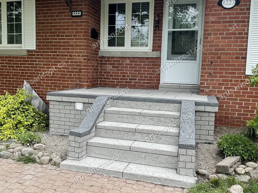 Brick-look decorative concrete steps after resurfacing GTA