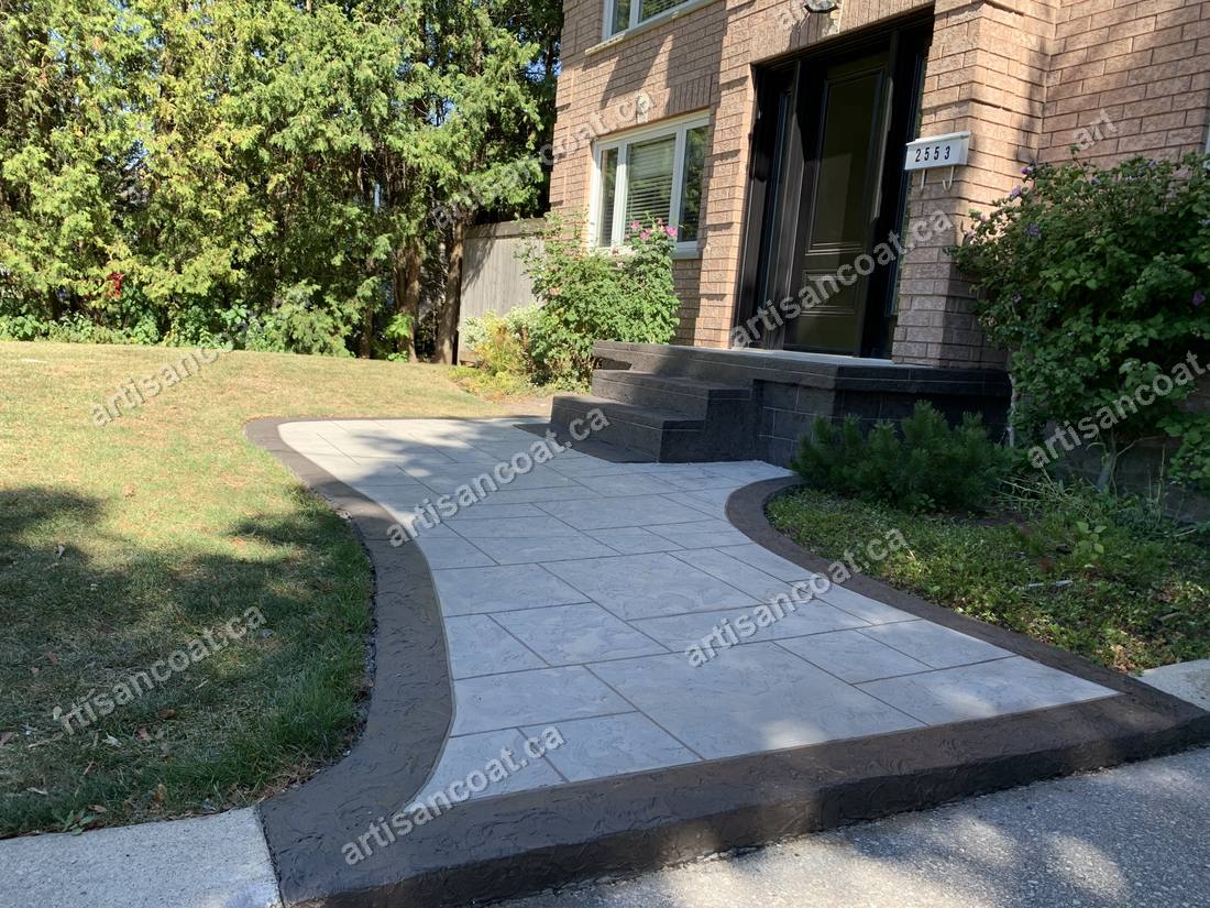 Curved decorative concrete front walkway GTA