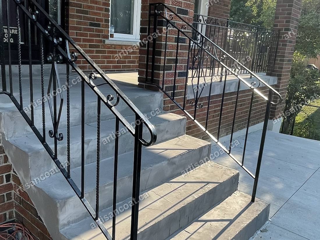 Worn front steps before concrete resurfacing GTA