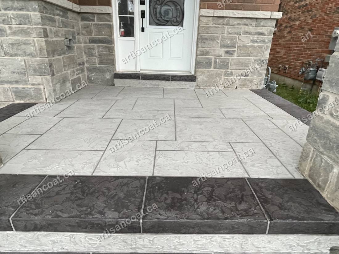 Decorative concrete front porch steps after resurfacing GTA