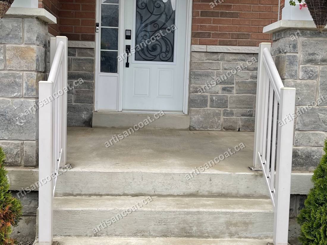 Worn concrete front porch steps before resurfacing GTA