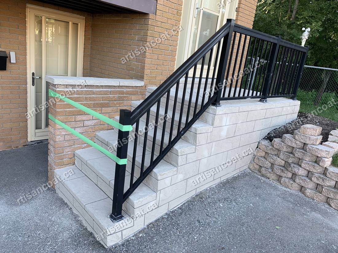 Decorative concrete steps with glass railing GTA