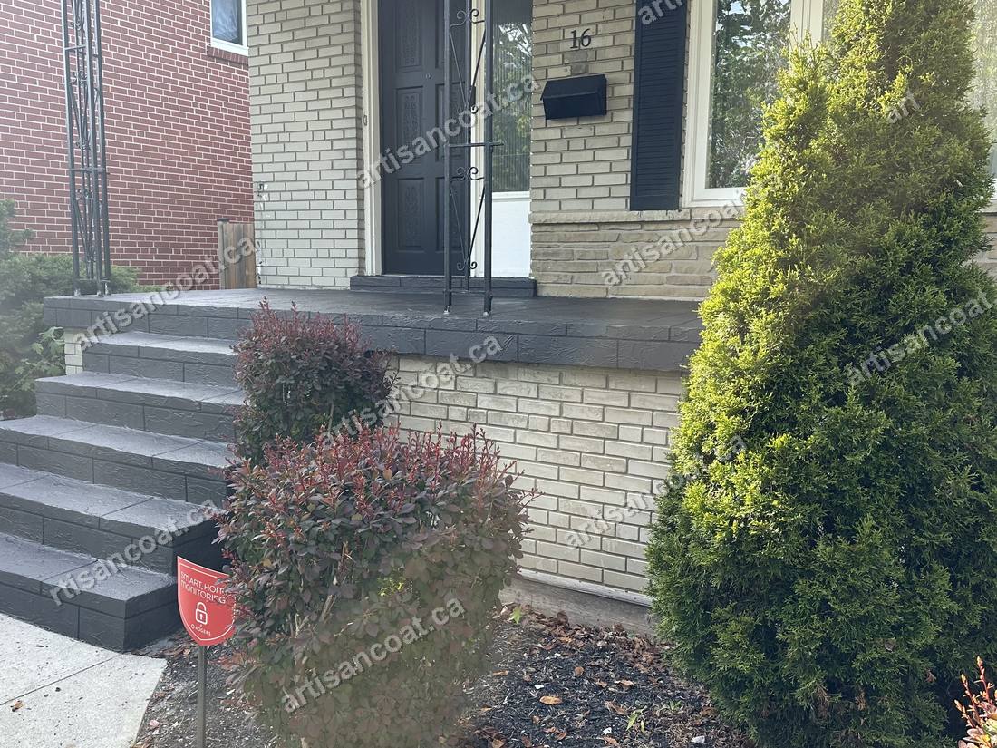 Grey decorative concrete steps after resurfacing GTA