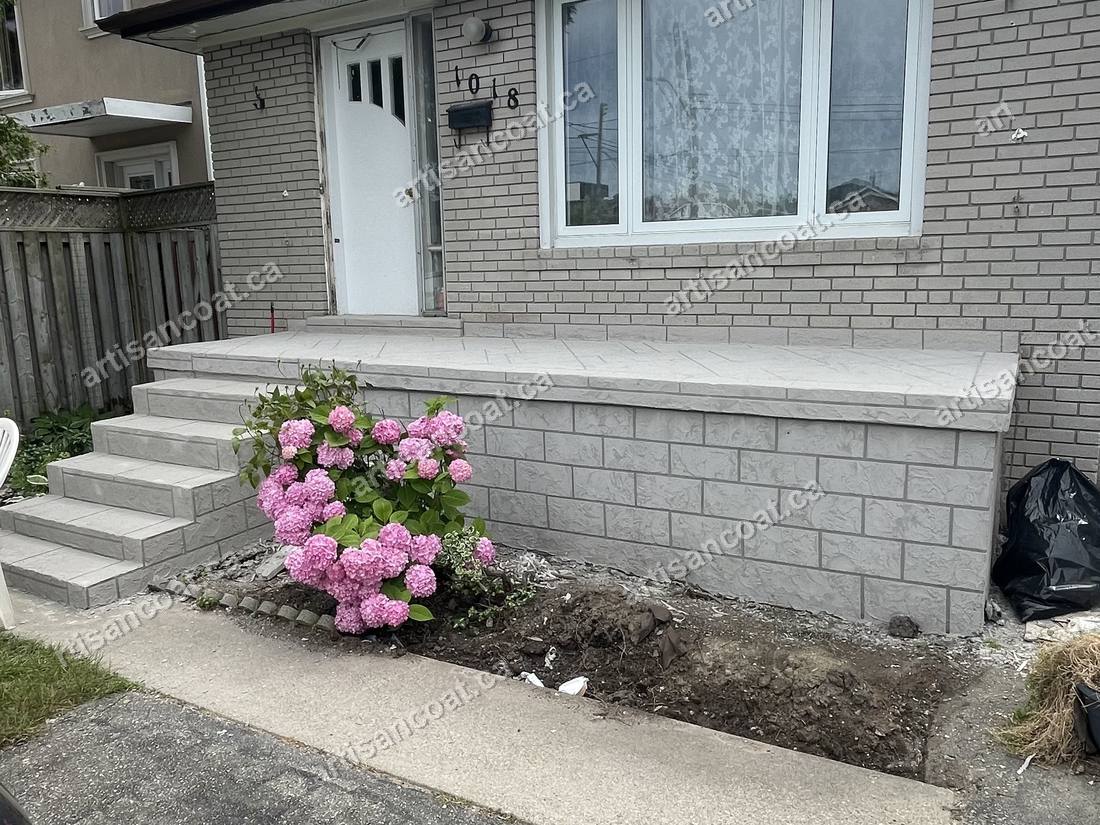 Light grey decorative concrete steps after resurfacing GTA