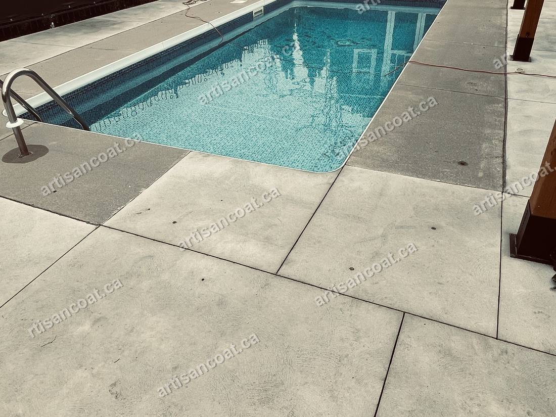 Worn concrete pool deck before resurfacing GTA