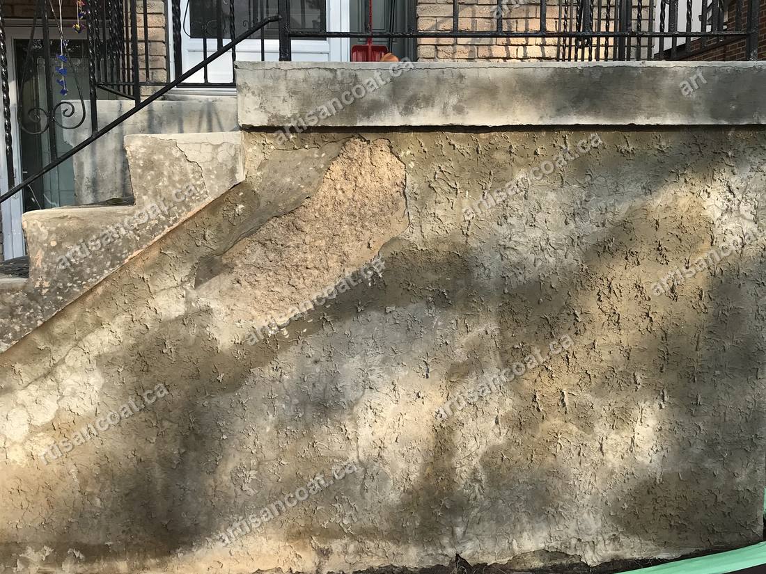 Overgrown worn steps before concrete resurfacing GTA