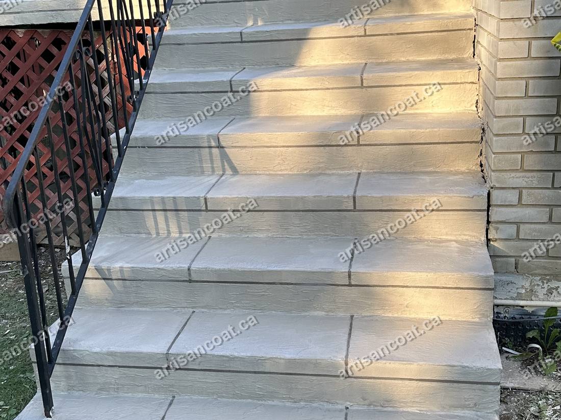 Stone-look resurfaced concrete steps after restoration Scarborough