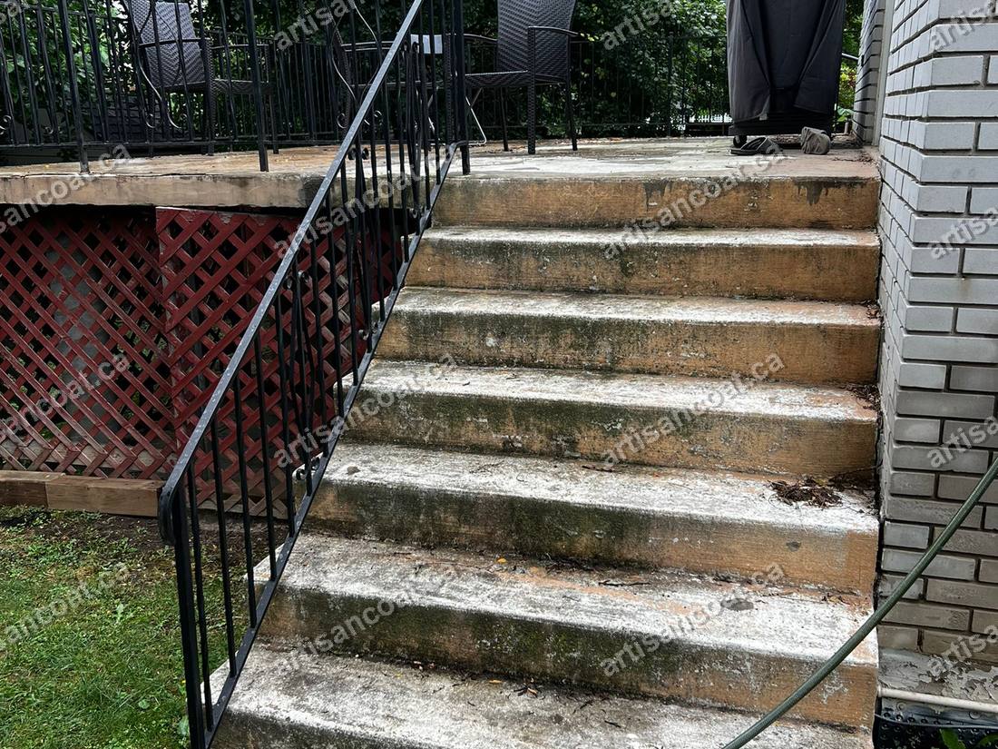 Worn weathered concrete steps before resurfacing Scarborough