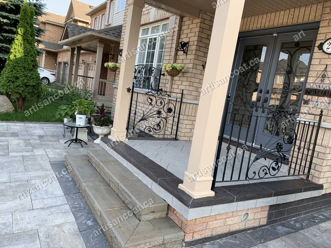 Stone-look decorative concrete landing GTA