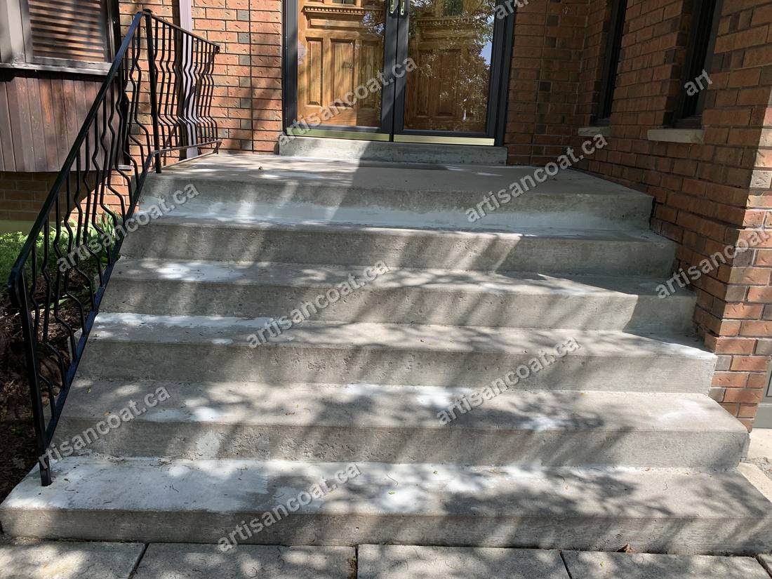 Worn wide front steps before resurfacing GTA