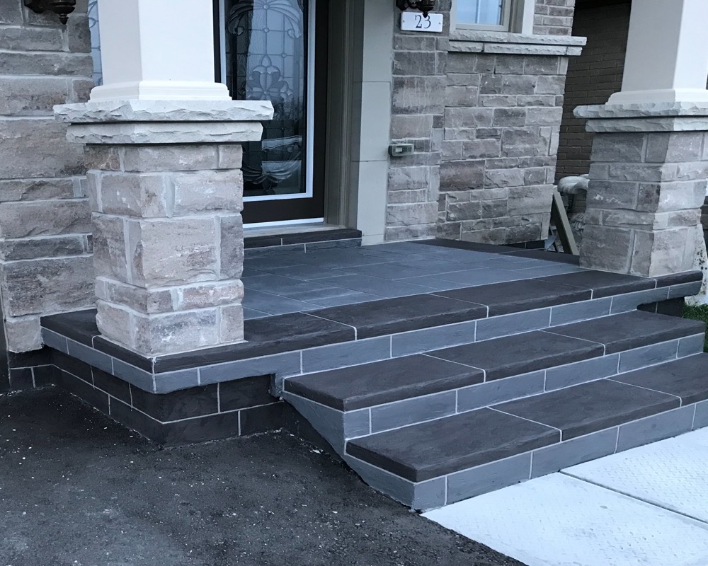 Grey stone decorative concrete entrance steps GTA