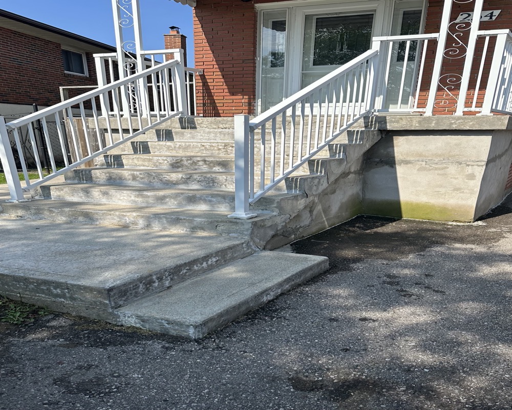 Old crumbling concrete steps before restoration GTA