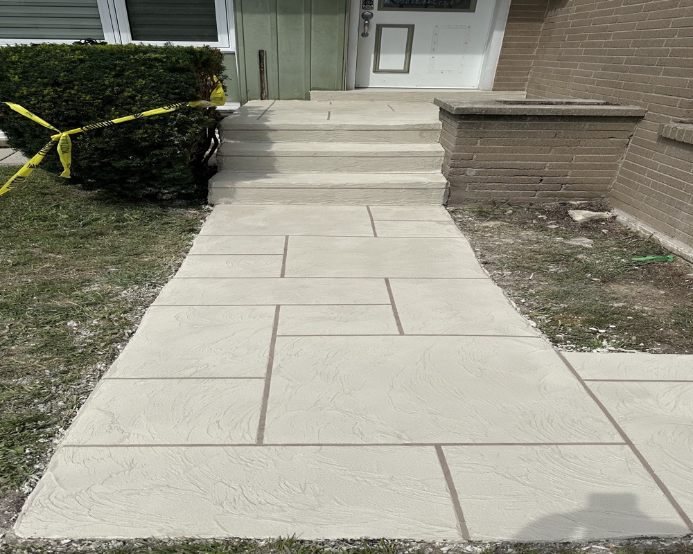 Resurfaced decorative concrete walkway and steps GTA