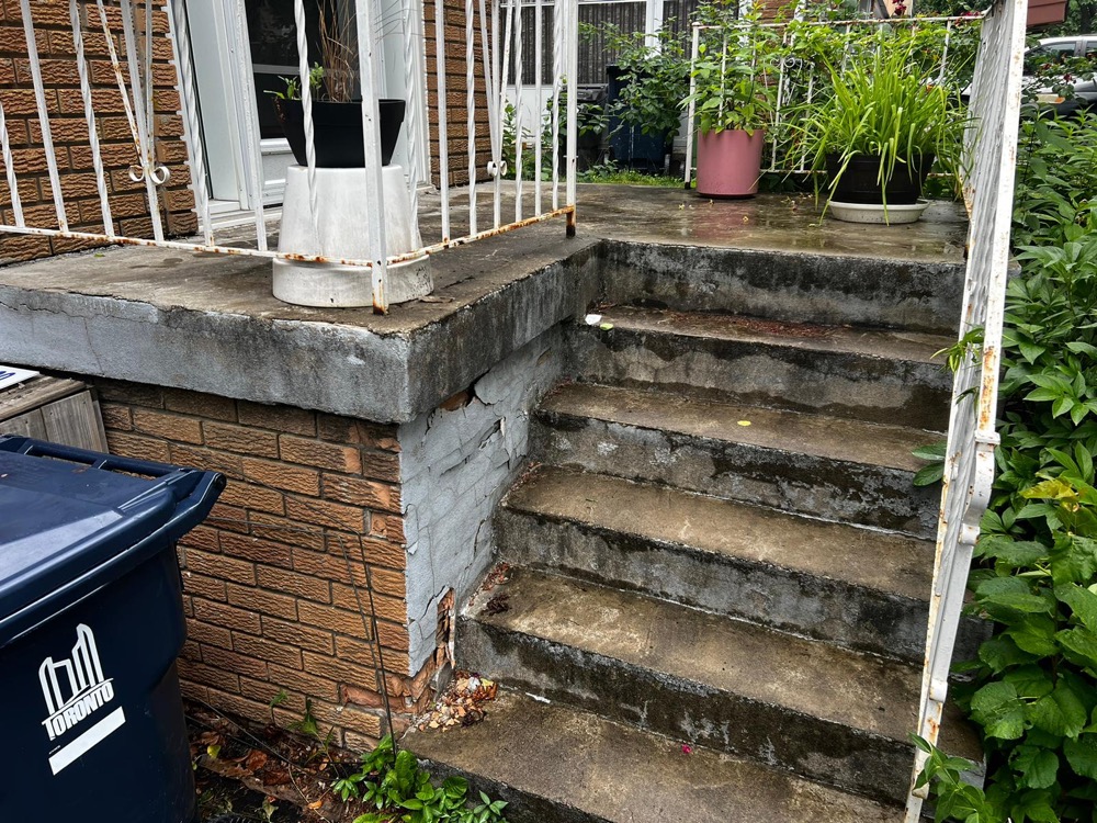 Before: worn tan porch stairs